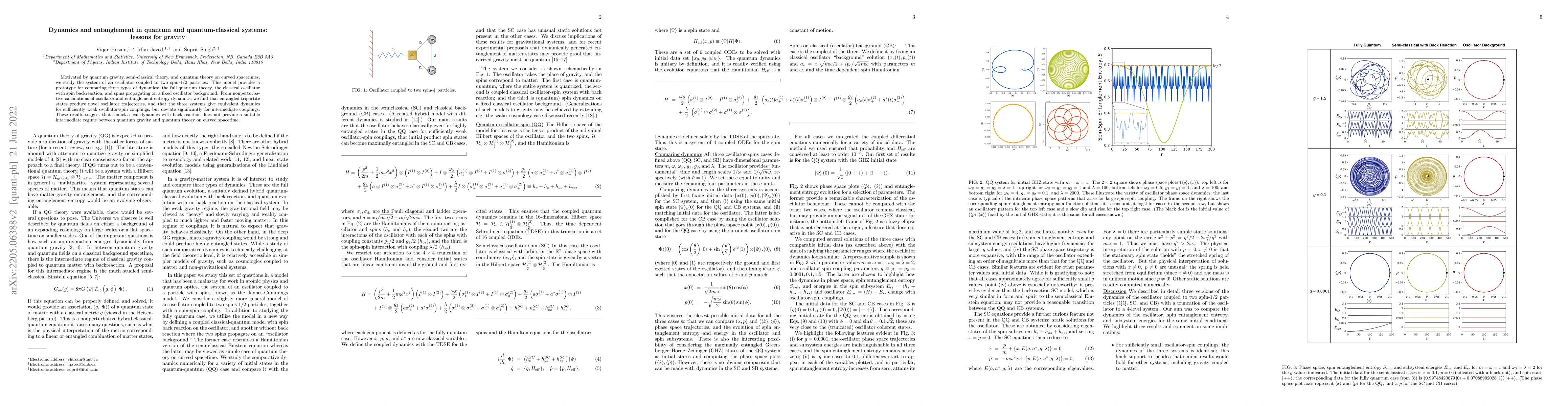 Thumbnail for Dynamics and entanglement in quantum and quantum-classical systems:
  lessons for gravity