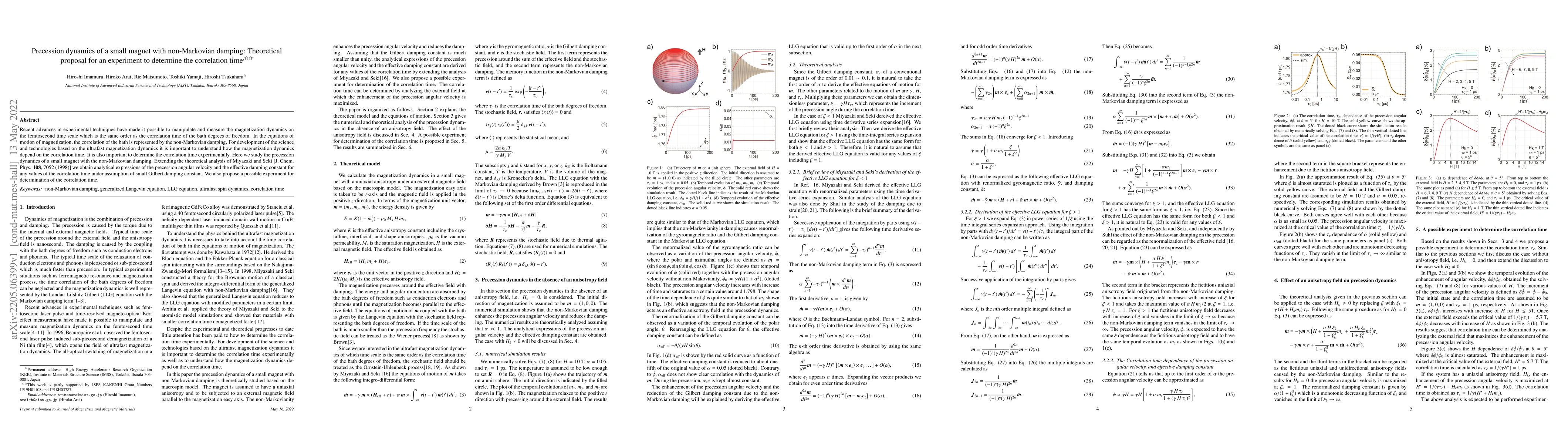 Thumbnail for Precession dynamics of a small magnet with non-Markovian damping:
  Theoretical proposal for an experiment to determine the correlation time