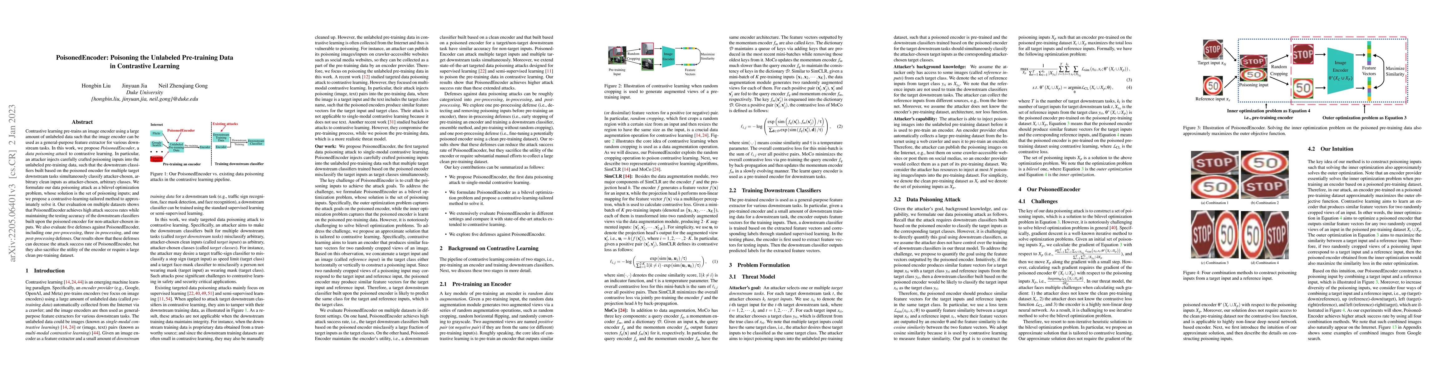Thumbnail for PoisonedEncoder: Poisoning the Unlabeled Pre-training Data in
  Contrastive Learning