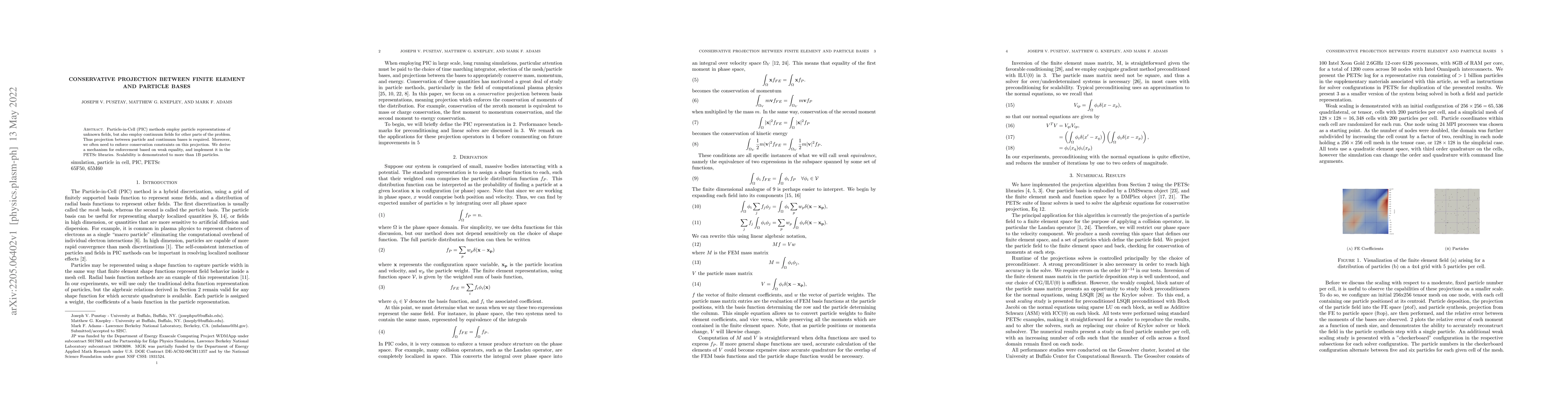 Thumbnail for Conservative Projection Between Finite Element and Particle Bases