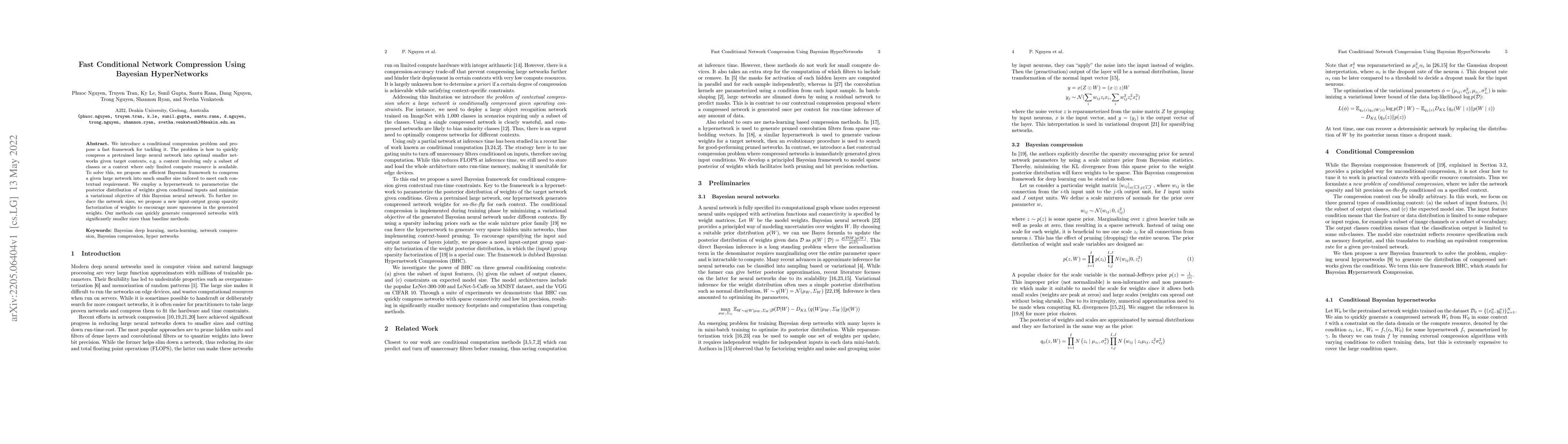 Thumbnail for Fast Conditional Network Compression Using Bayesian HyperNetworks