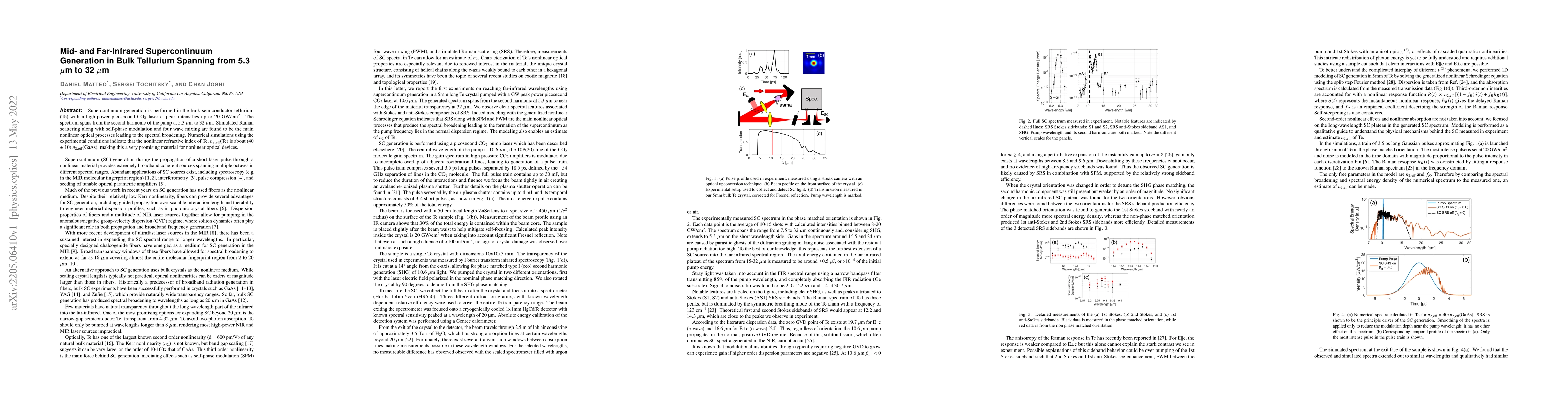 Thumbnail for Mid- and Far-Infrared Supercontinuum Generation in Bulk Tellurium
  Spanning from 5.3 $\mu$m to 32 $\mu$m
