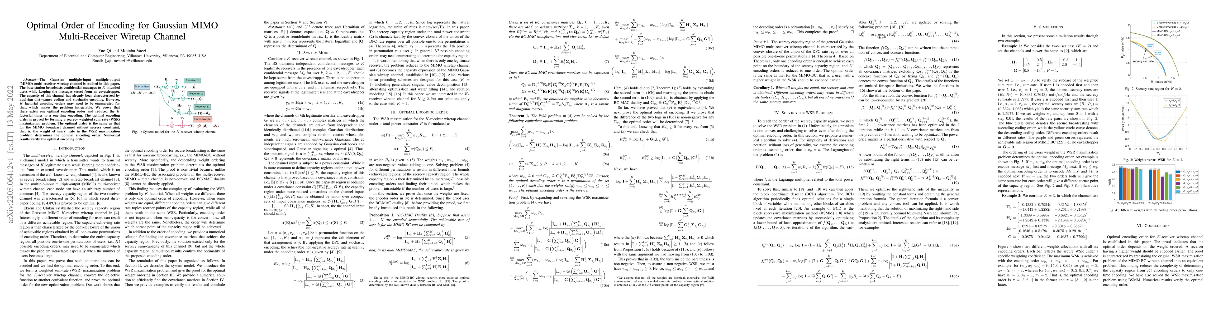 Thumbnail for Optimal Order of Encoding for Gaussian MIMO Multi-Receiver Wiretap
  Channel