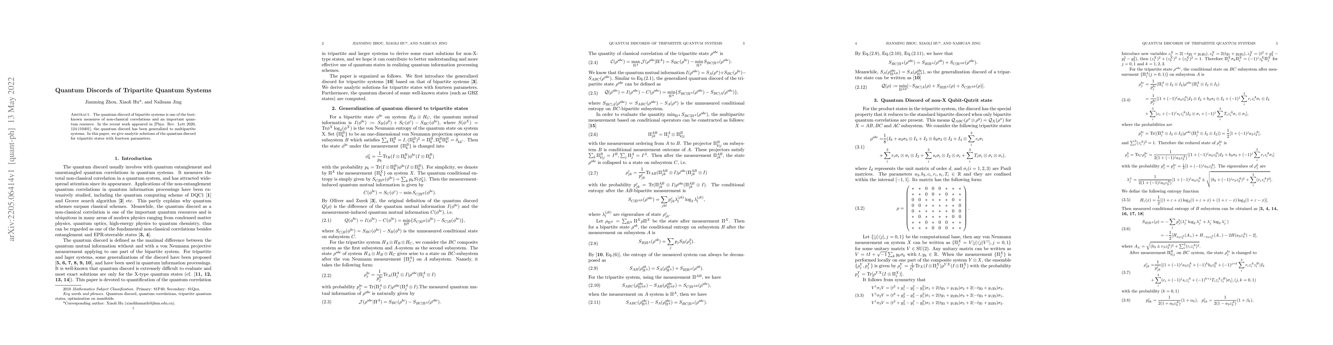 Thumbnail for Quantum discords of tripartite quantum systems