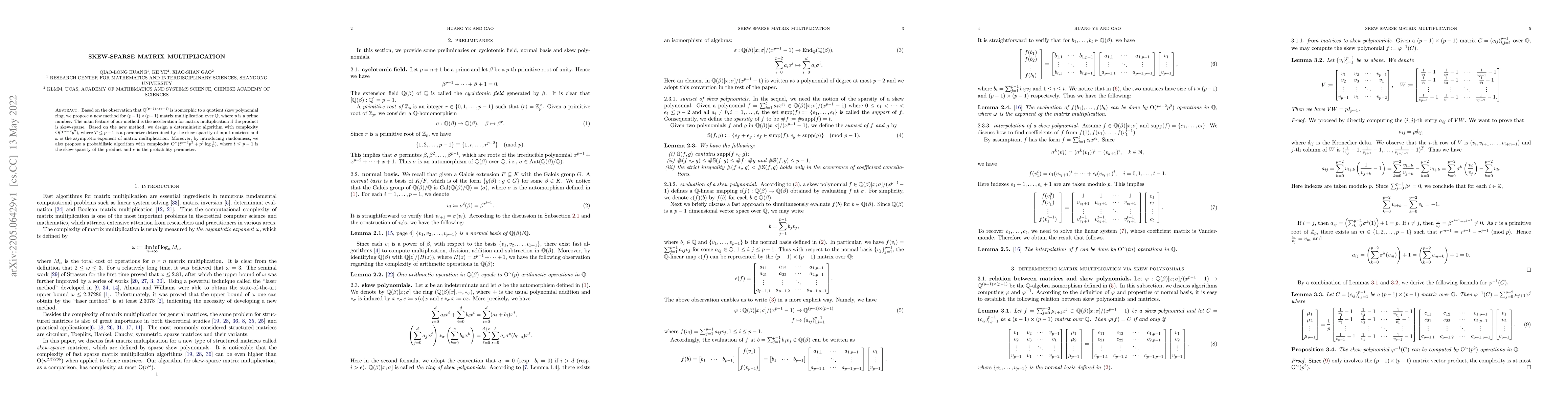 Thumbnail for Skew-sparse matrix multiplication