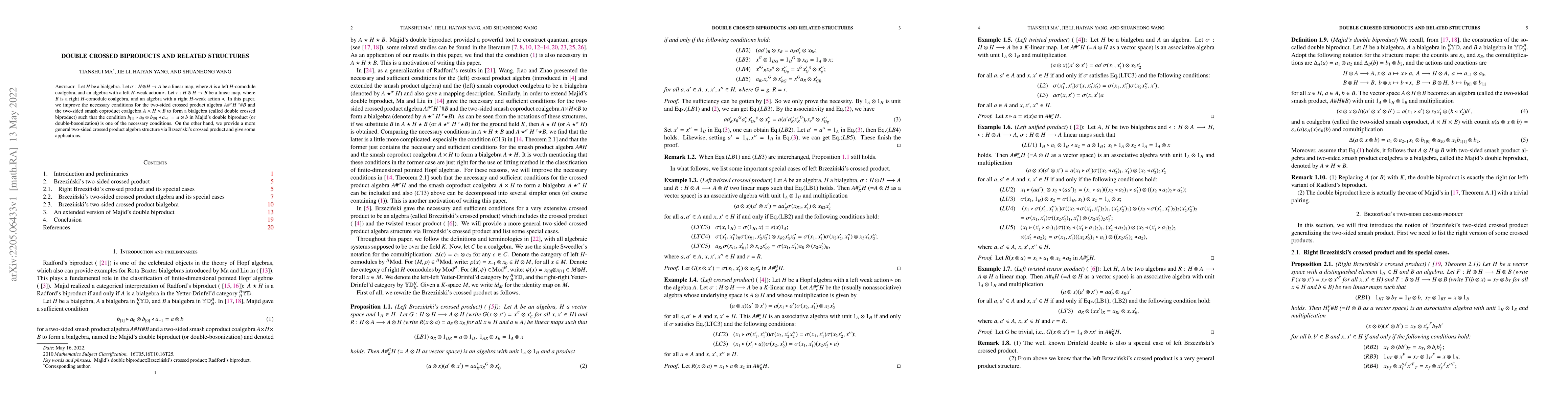 Thumbnail for Double crossed biproducts and related structures
