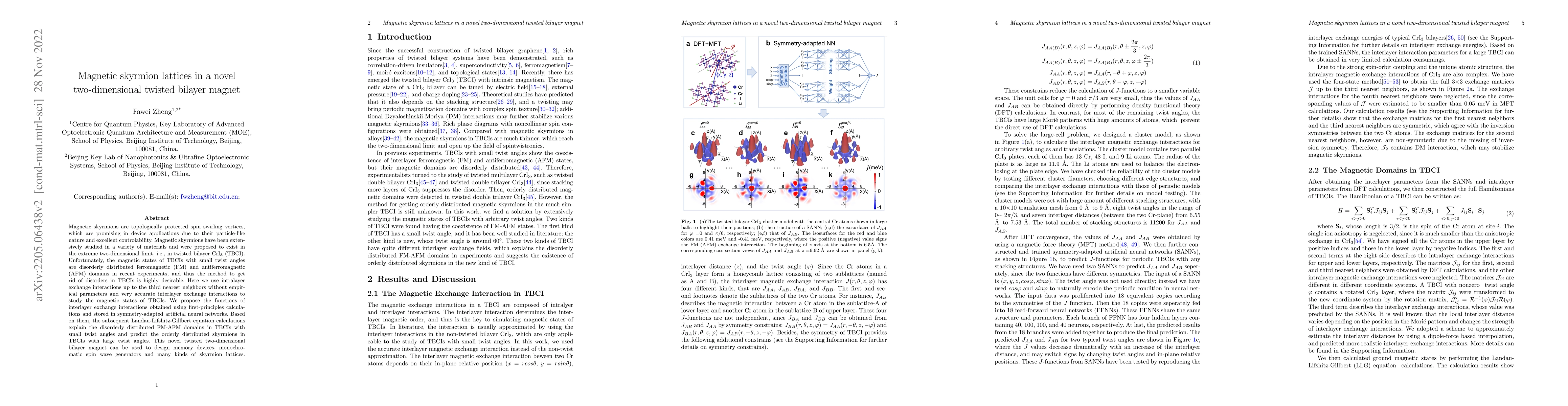 Thumbnail for Magnetic skyrmion lattices in a novel two-dimensional twisted bilayer
  magnet