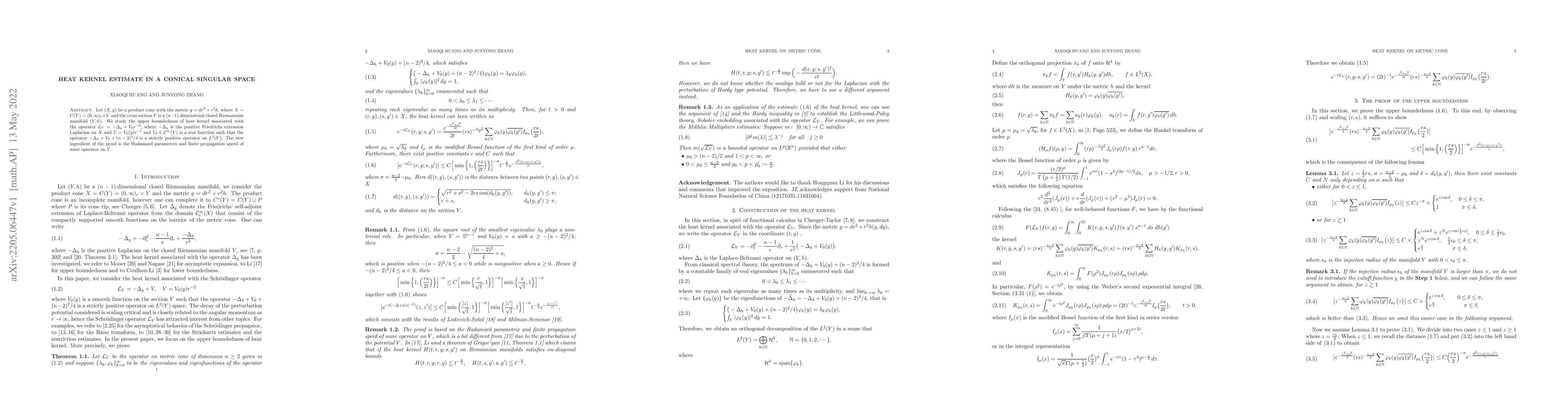 Thumbnail for Heat kernel estimate in a conical singular space