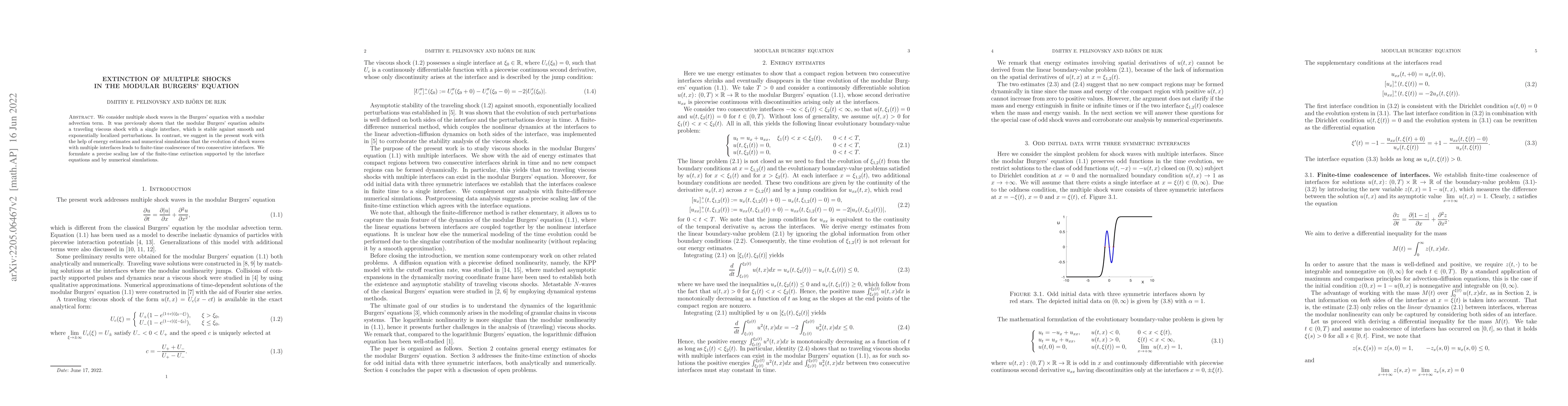 Thumbnail for Extinction of multiple shocks in the modular Burgers equation