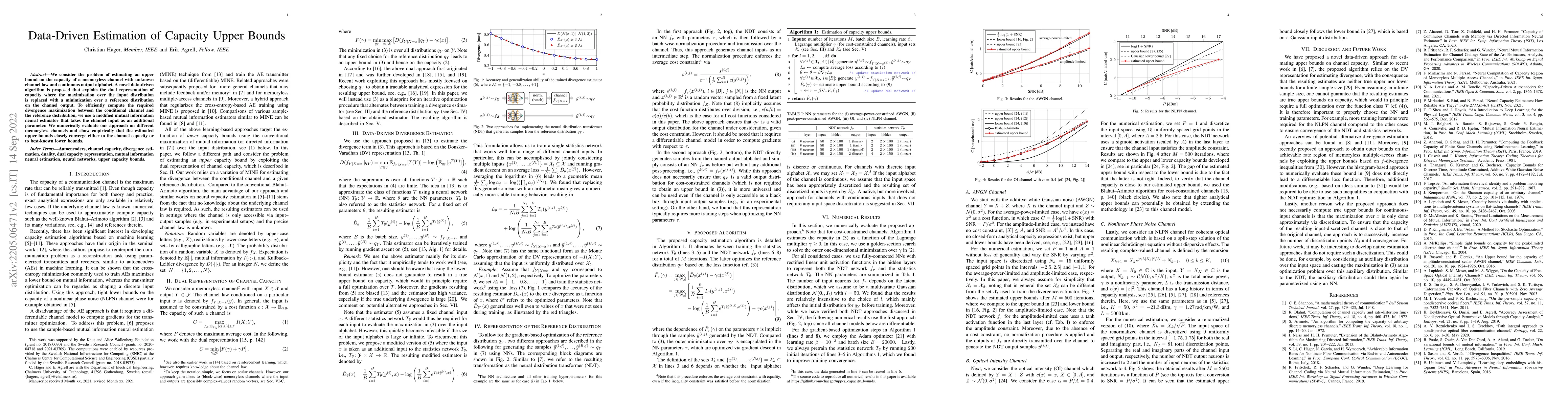 Thumbnail for Data-Driven Estimation of Capacity Upper Bounds
