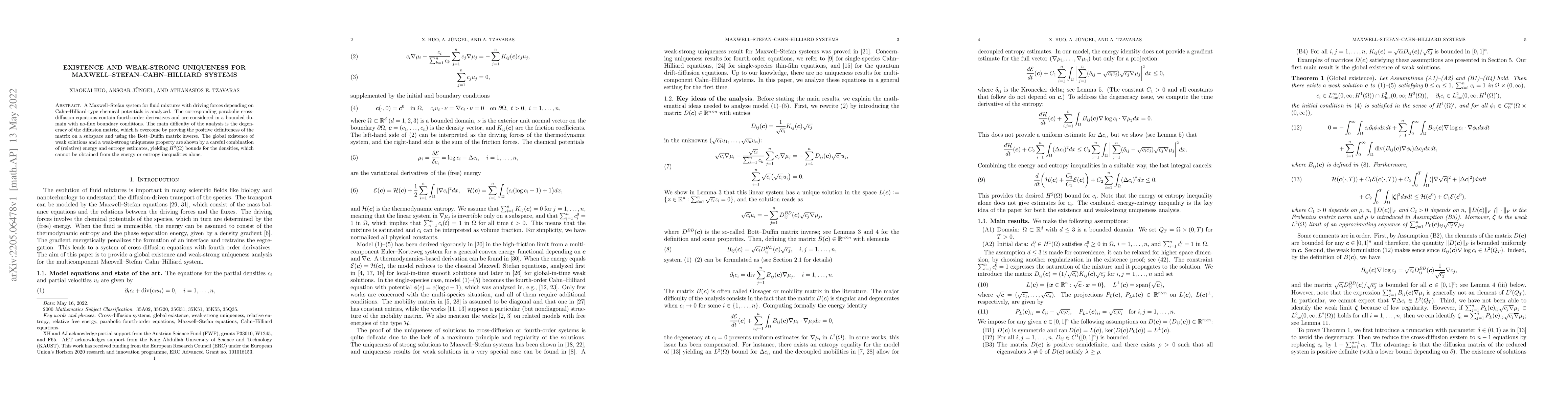 Thumbnail for Existence and weak-strong uniqueness for Maxwell-Stefan-Cahn-Hilliard
  systems