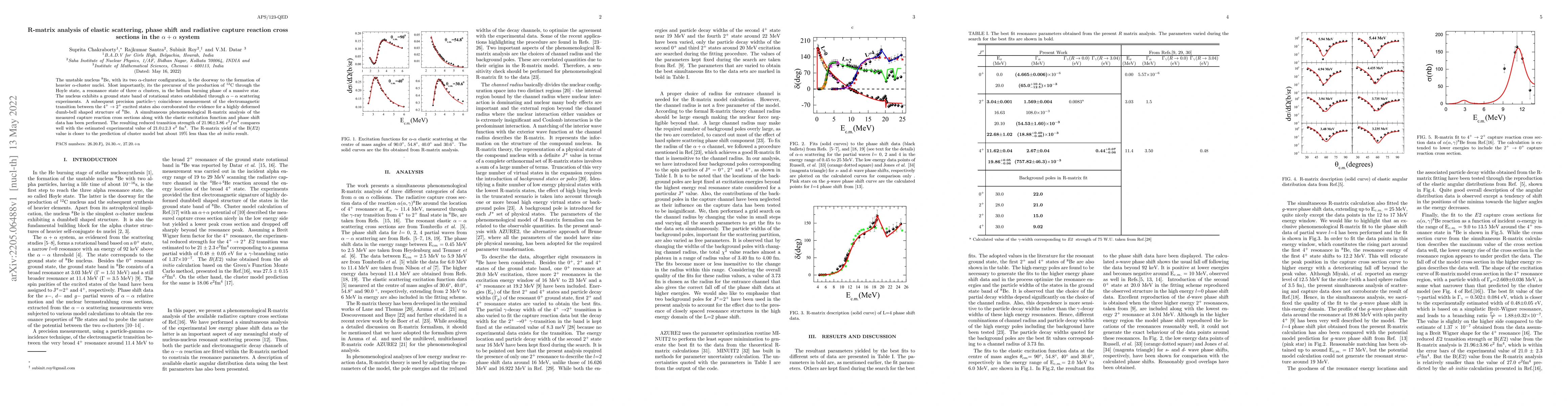Thumbnail for R-matrix analysis of elastic scattering, phase shift and radiative
  capture reaction cross sections in the $\alpha + \alpha$ system