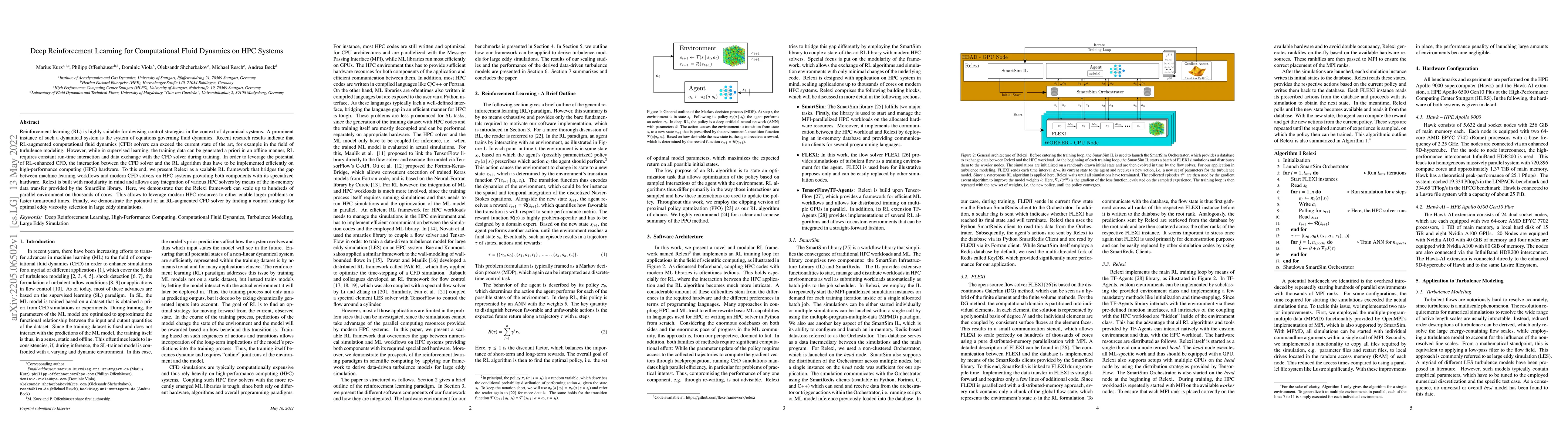 Thumbnail for Deep Reinforcement Learning for Computational Fluid Dynamics on HPC
  Systems