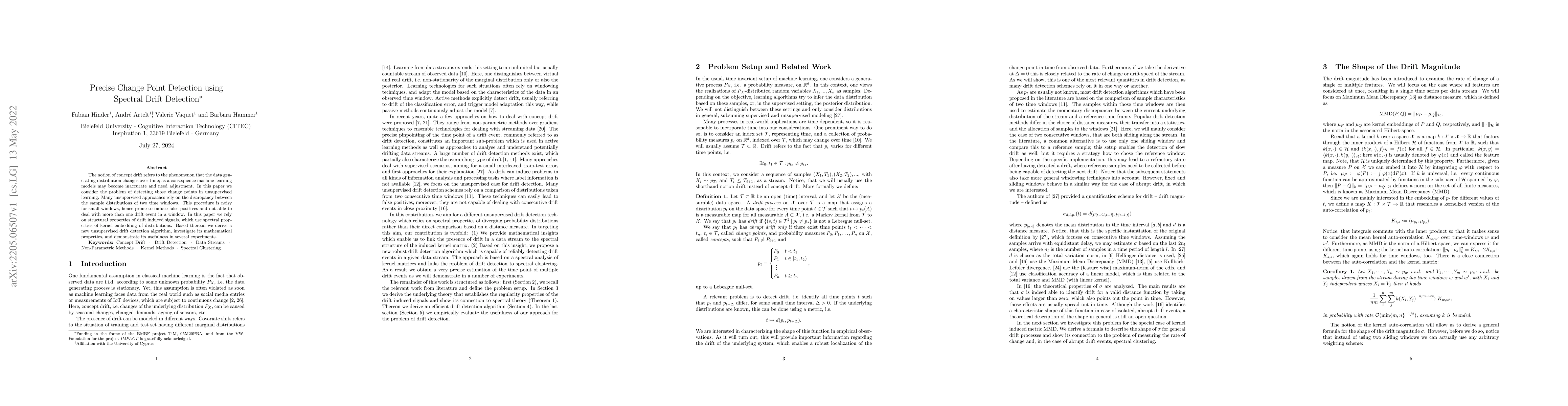 Thumbnail for Precise Change Point Detection using Spectral Drift Detection