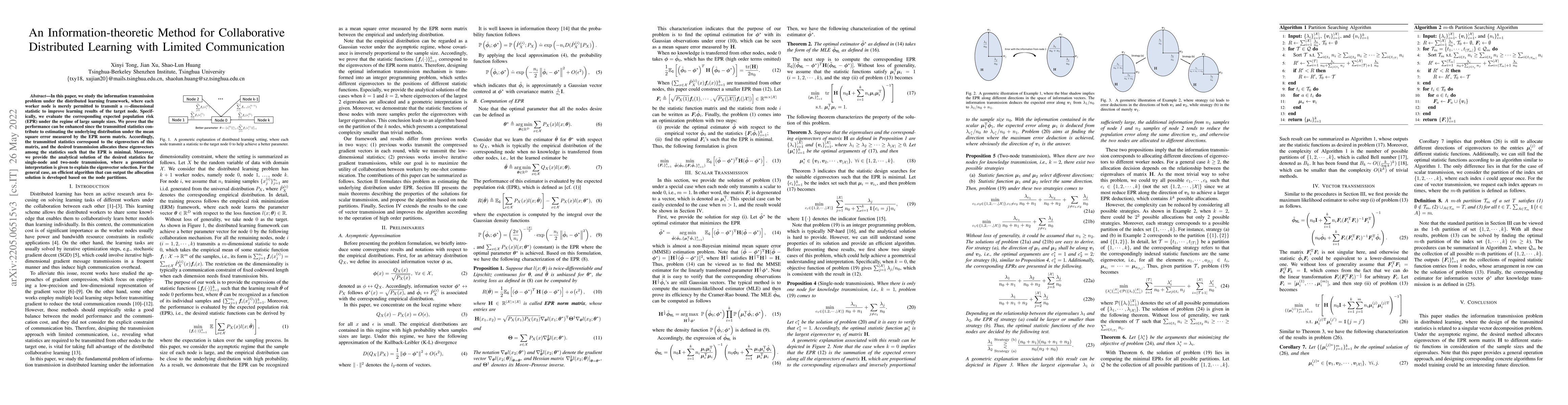 Thumbnail for An Information-theoretic Method for Collaborative Distributed Learning
  with Limited Communication