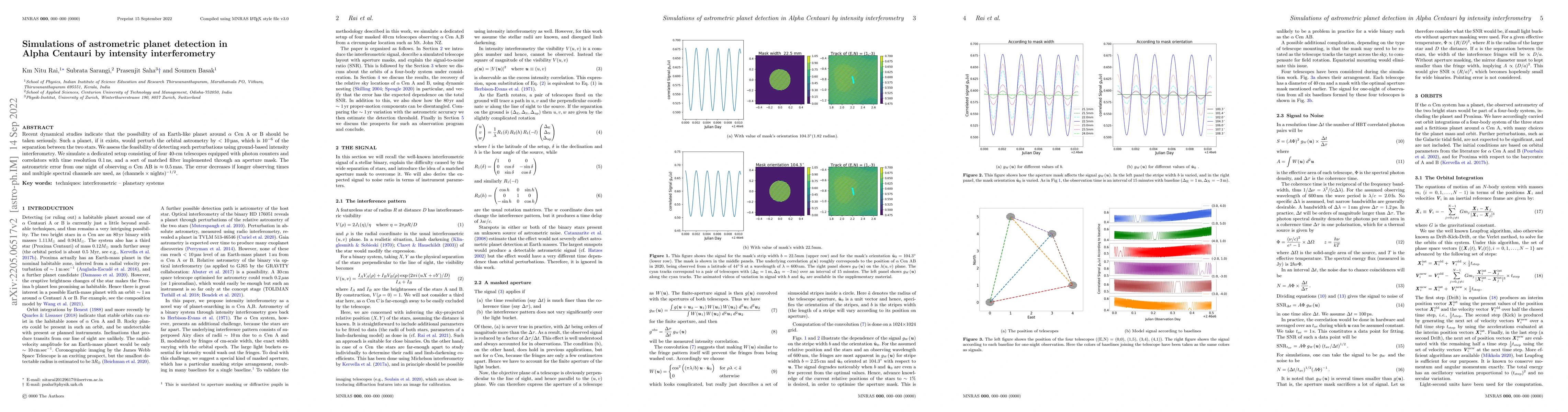 Thumbnail for Simulations of astrometric planet detection in Alpha Centauri by
  intensity interferometry