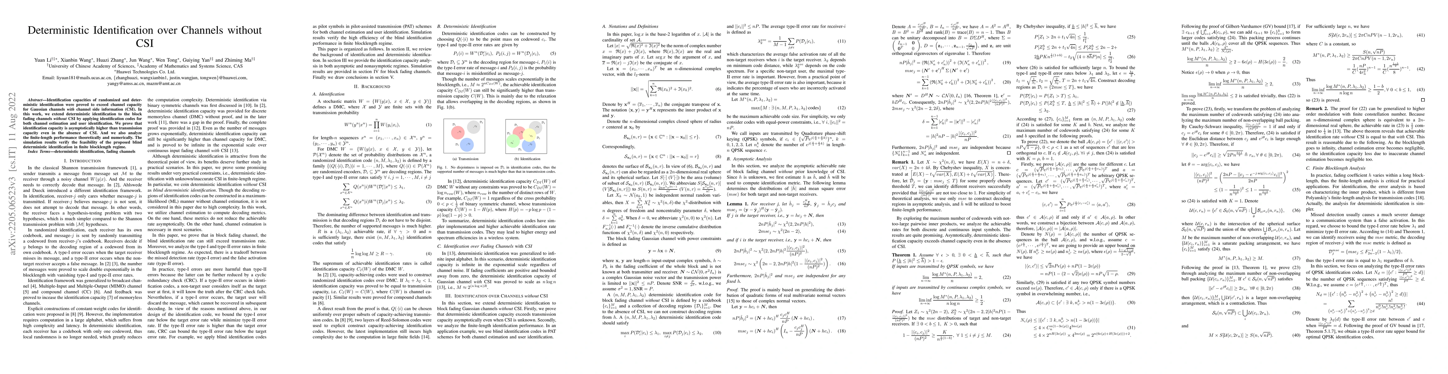 Thumbnail for Deterministic Identification over Channels without CSI