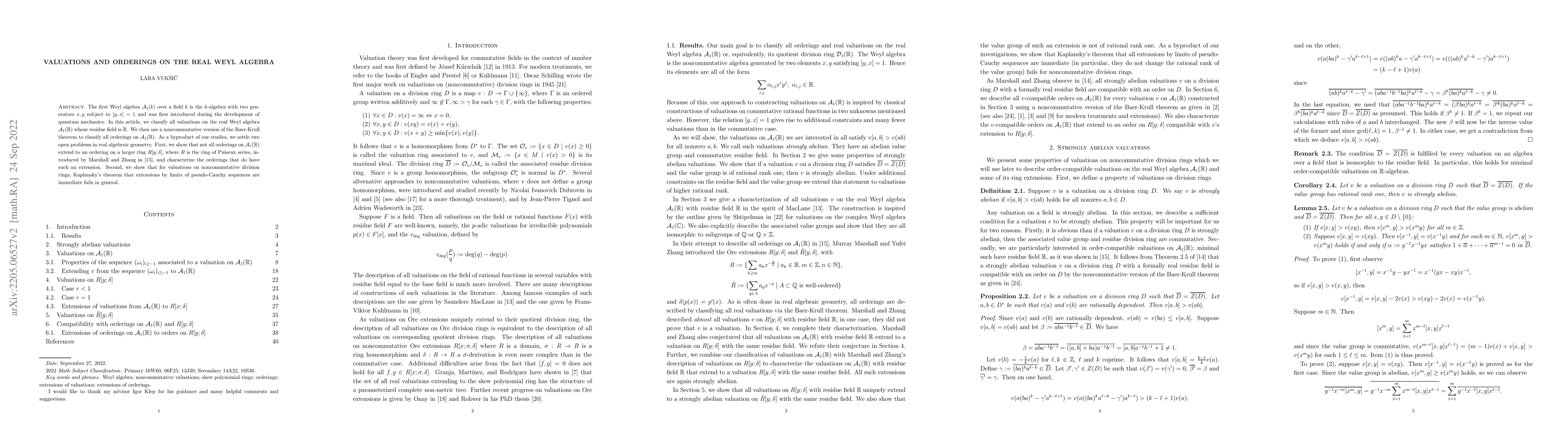 Thumbnail for Valuatuions and orderings on the real Weyl algebra