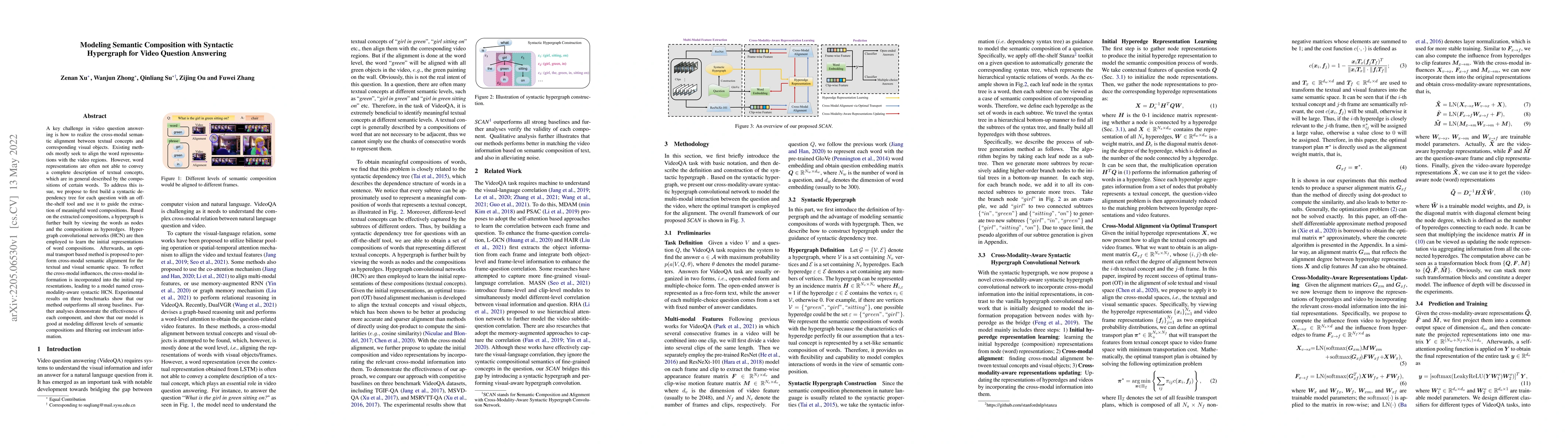 Thumbnail for Modeling Semantic Composition with Syntactic Hypergraph for Video
  Question Answering