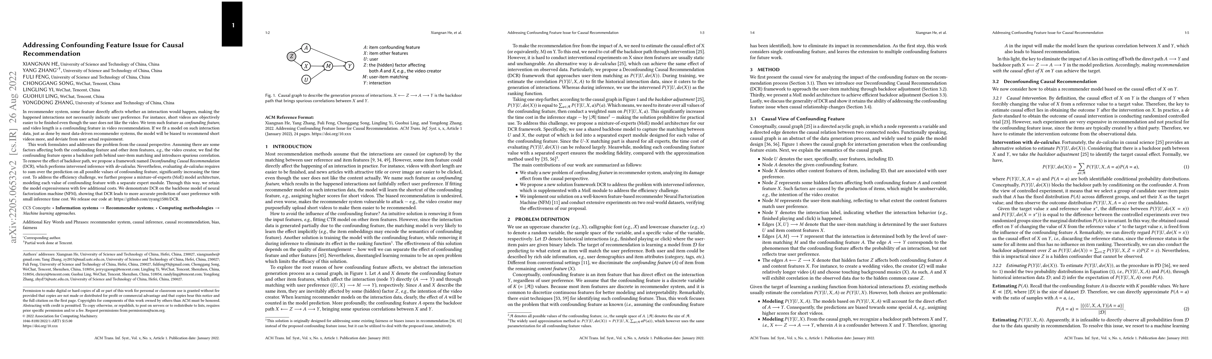 Thumbnail for Addressing Confounding Feature Issue for Causal Recommendation