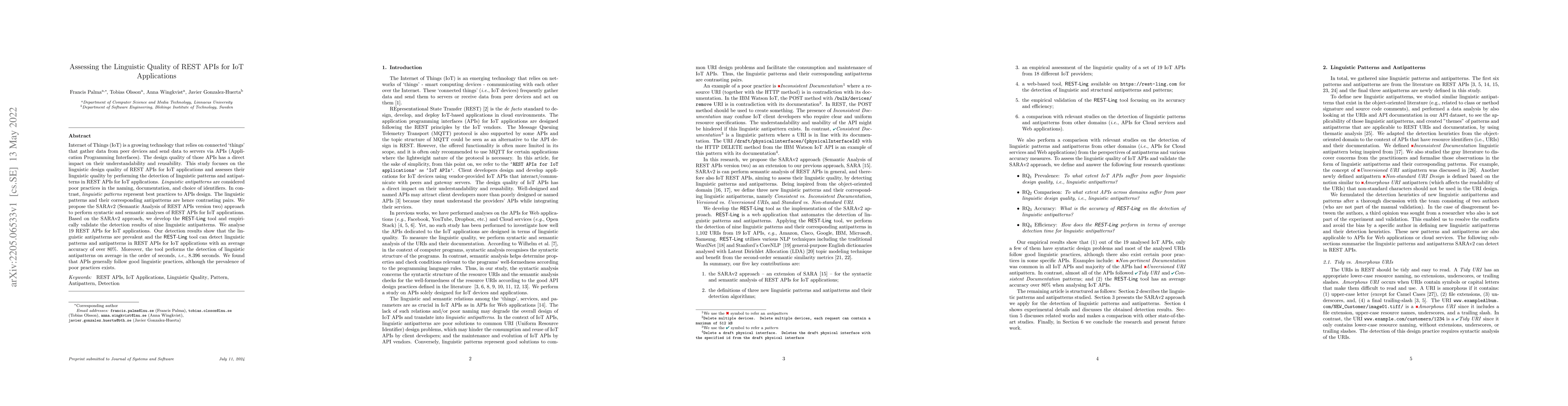 Thumbnail for Assessing the Linguistic Quality of REST APIs for IoT Applications