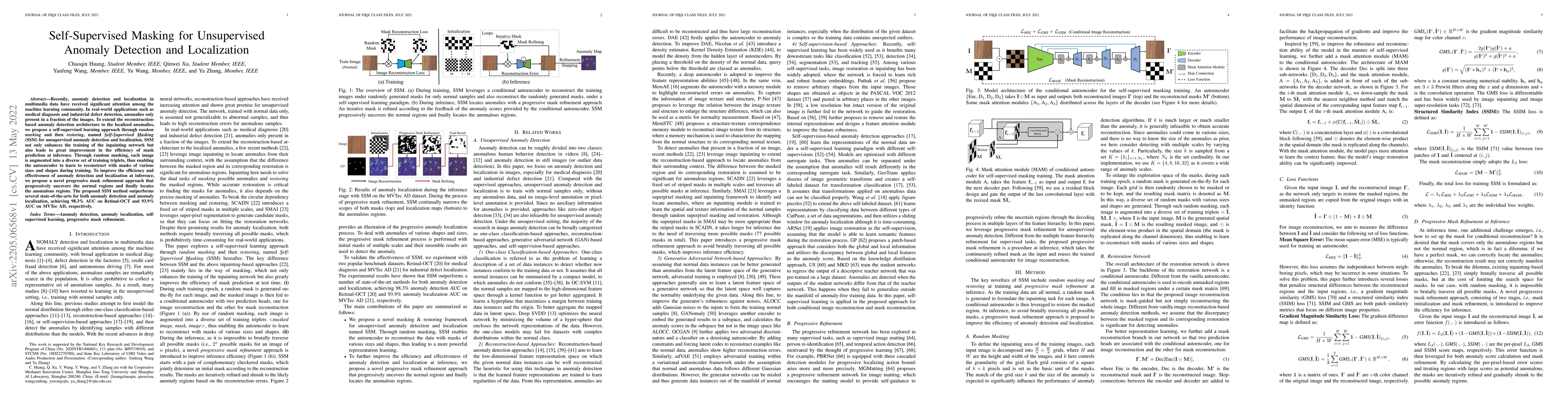 Thumbnail for Self-Supervised Masking for Unsupervised Anomaly Detection and
  Localization