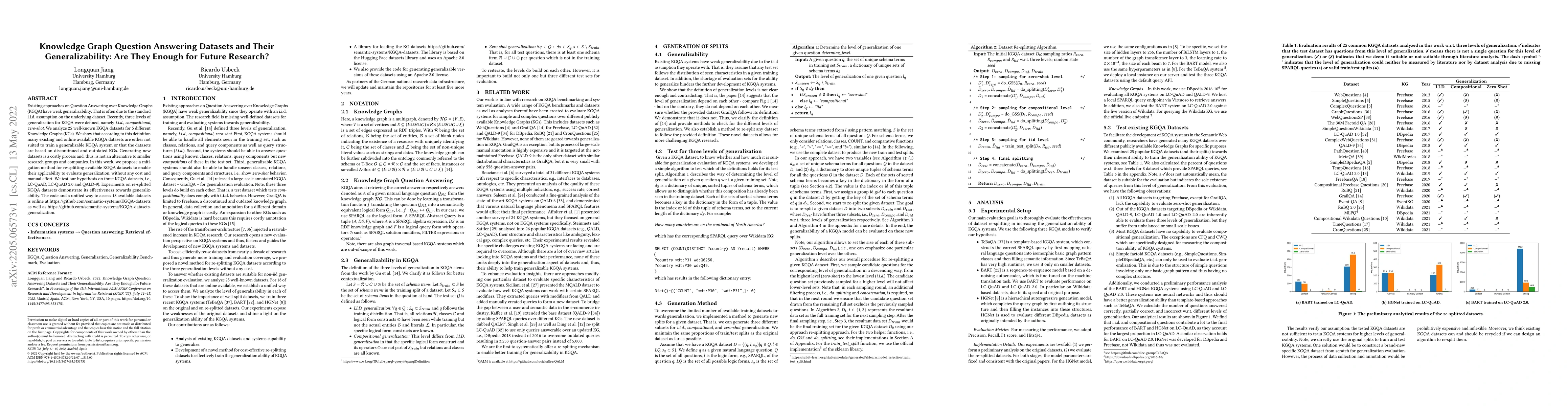 Thumbnail for Knowledge Graph Question Answering Datasets and Their Generalizability:
  Are They Enough for Future Research?