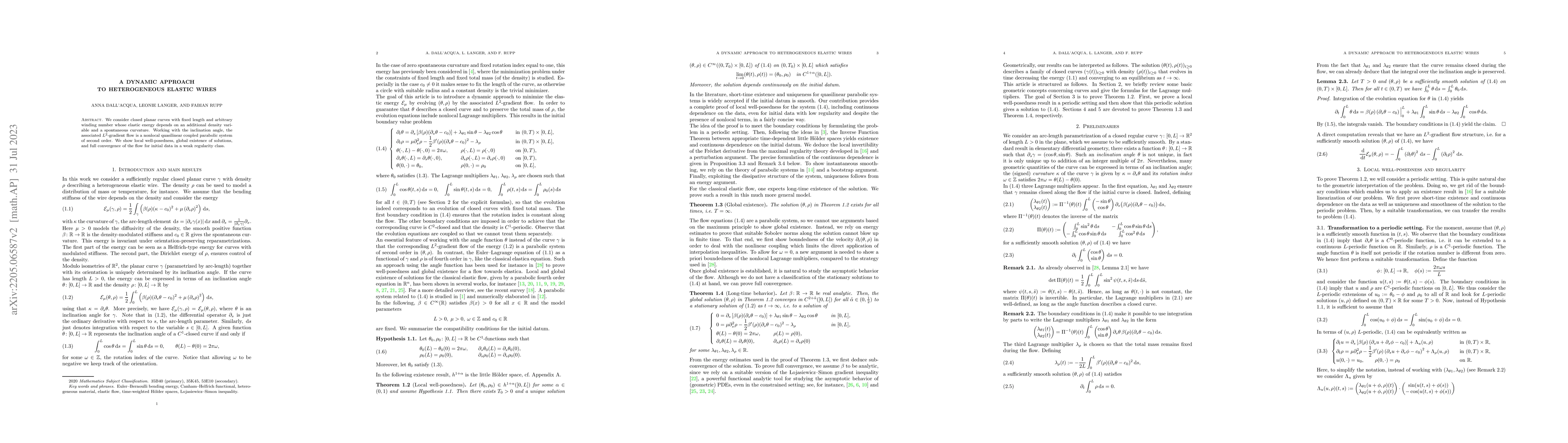 Thumbnail for A dynamic approach to heterogeneous elastic wires