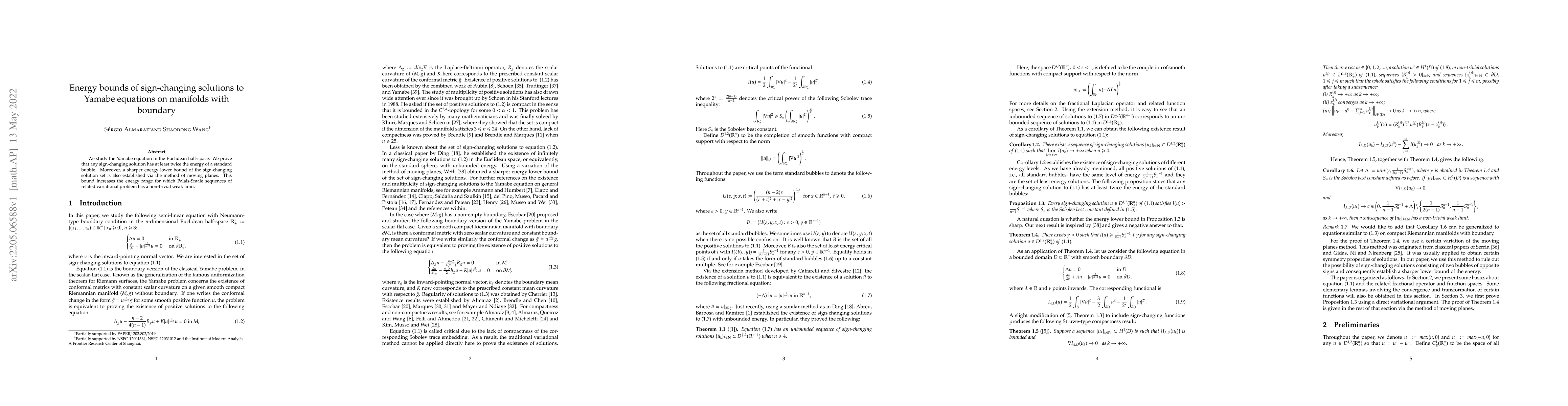 Thumbnail for Energy bounds of sign-changing solutions to Yamabe equations on
  manifolds with boundary