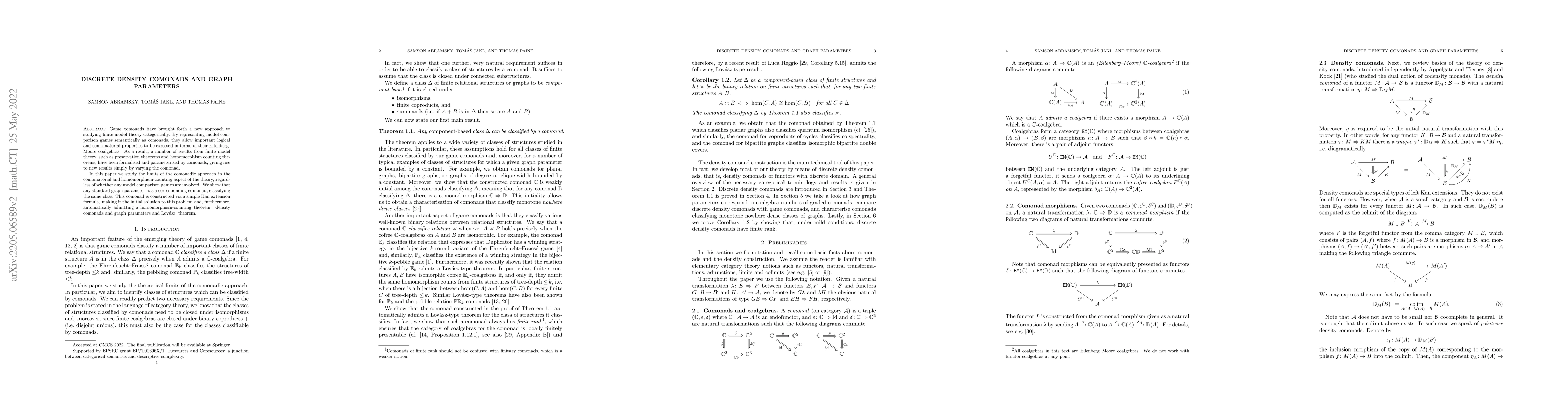 Thumbnail for Discrete density comonads and graph parameters
