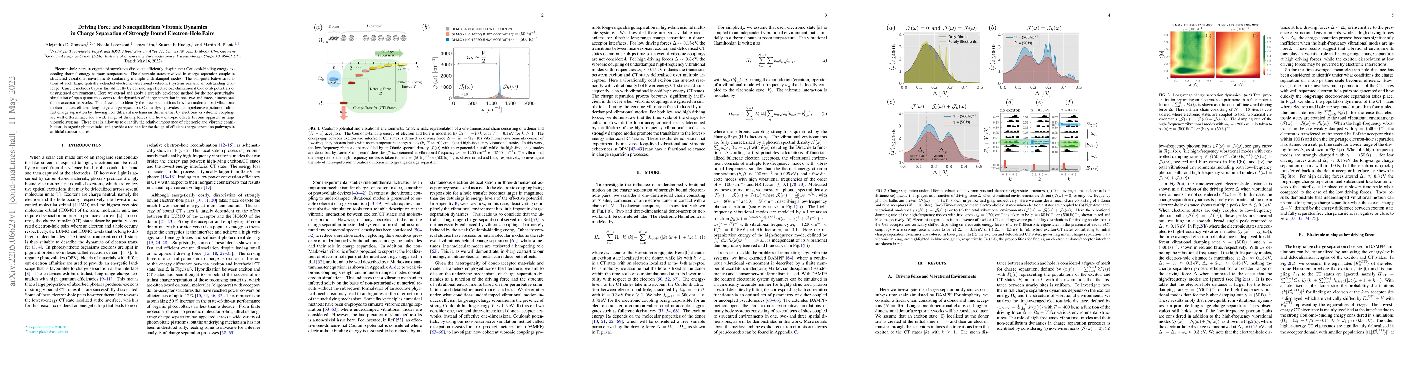 Thumbnail for Driving Force and Nonequilibrium Vibronic Dynamics in Charge Separation
  of Strongly Bound Electron-Hole Pairs