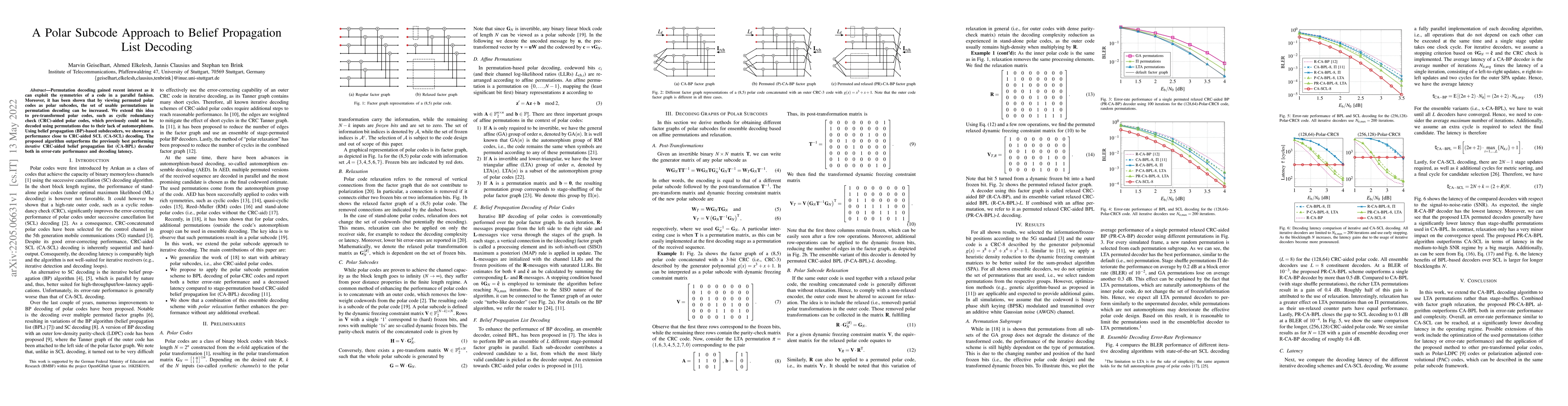 Thumbnail for A Polar Subcode Approach to Belief Propagation List Decoding