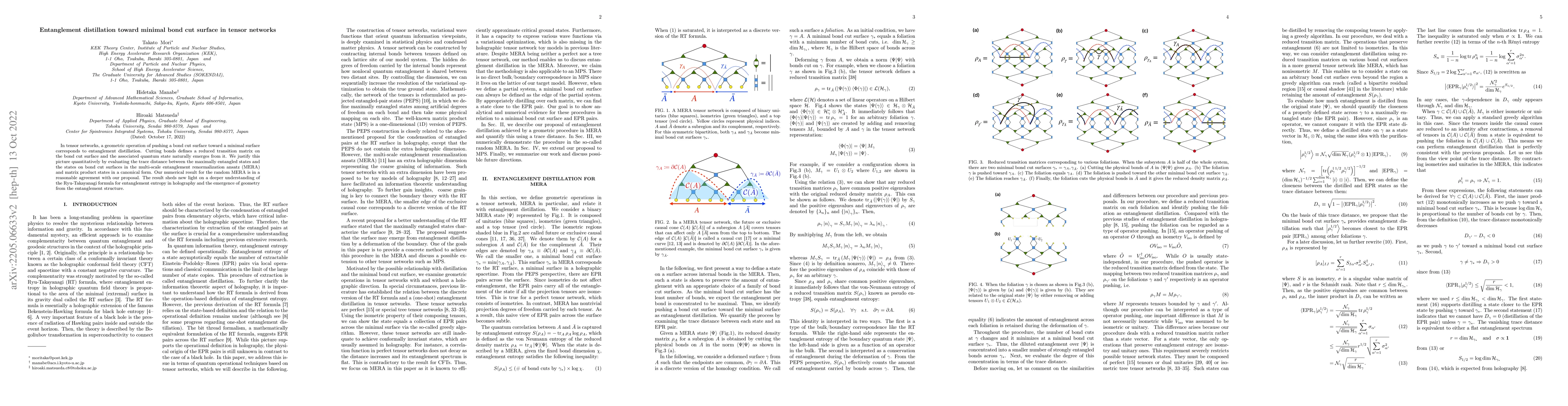 Thumbnail for Entanglement distillation toward minimal bond cut surface in tensor
  networks