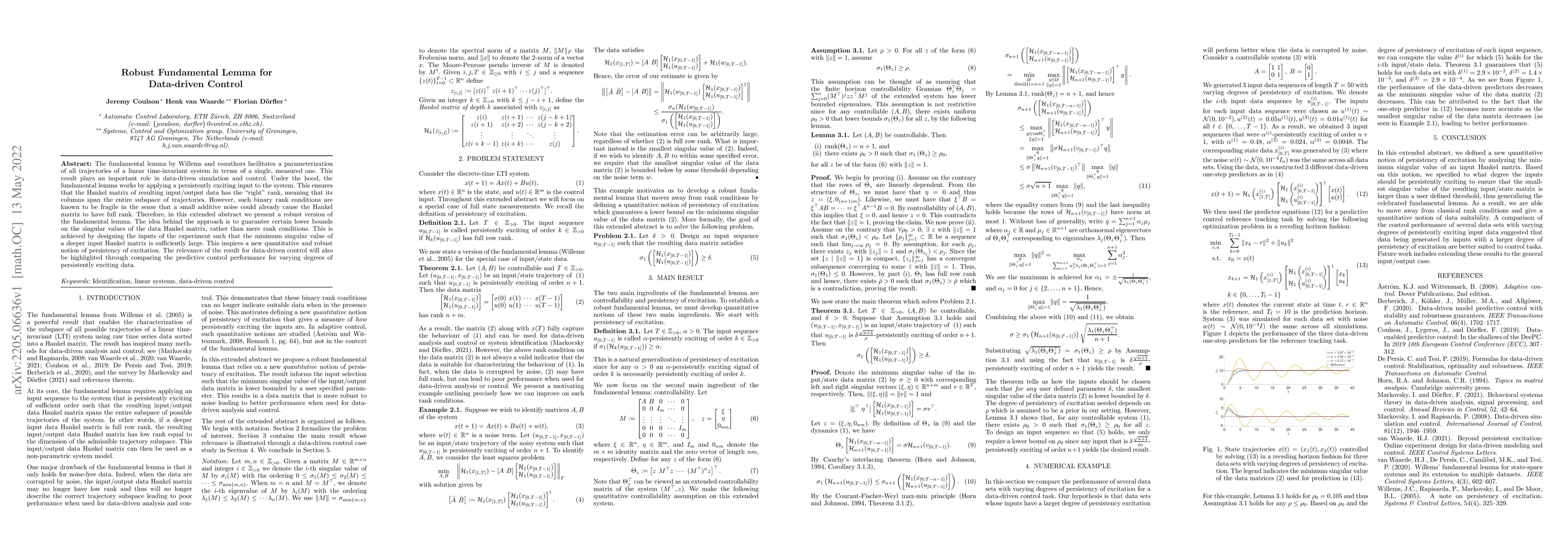 Thumbnail for Robust Fundamental Lemma for Data-driven Control