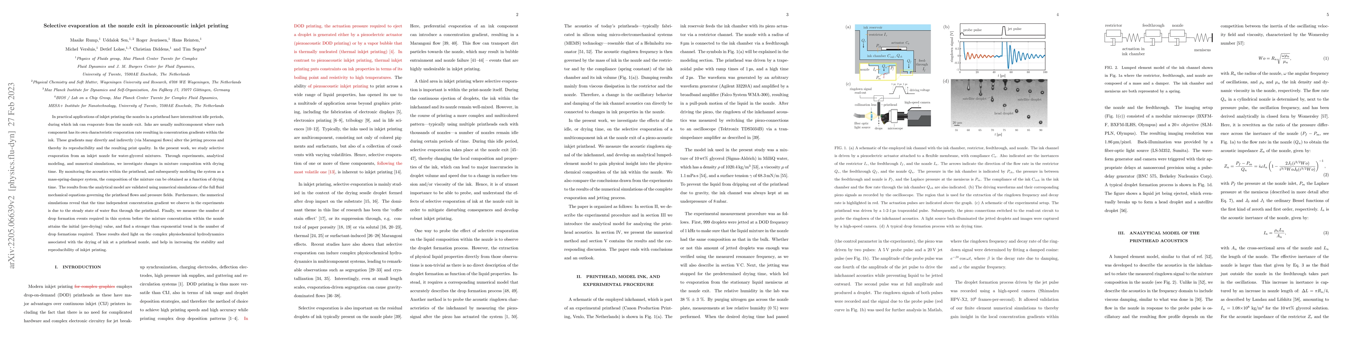 Thumbnail for Selective evaporation at the nozzle exit in piezoacoustic inkjet
  printing