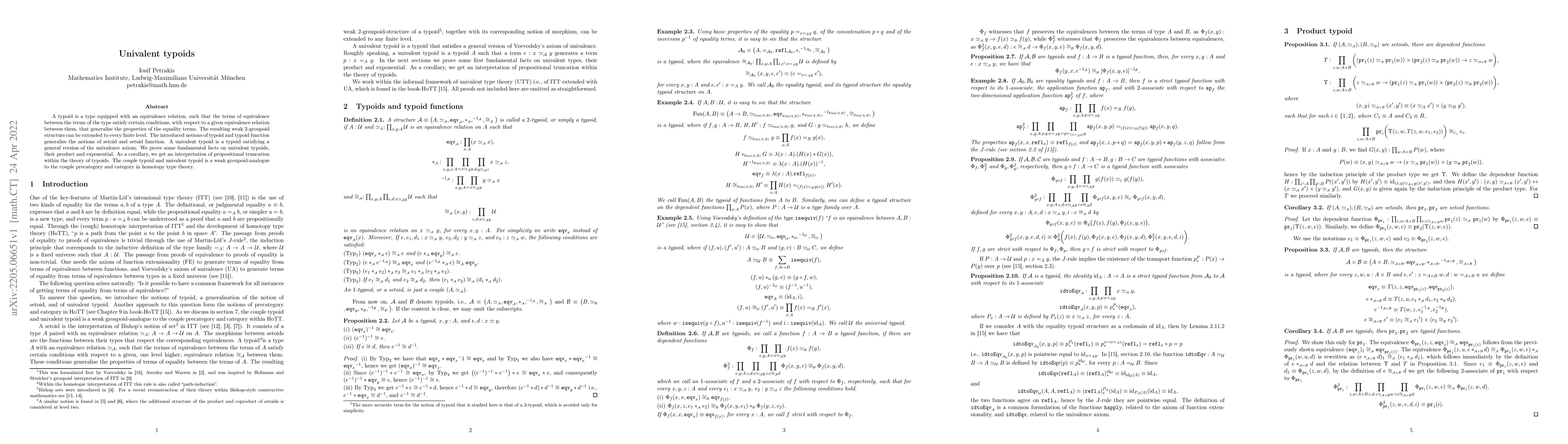 Thumbnail for Univalent typoids