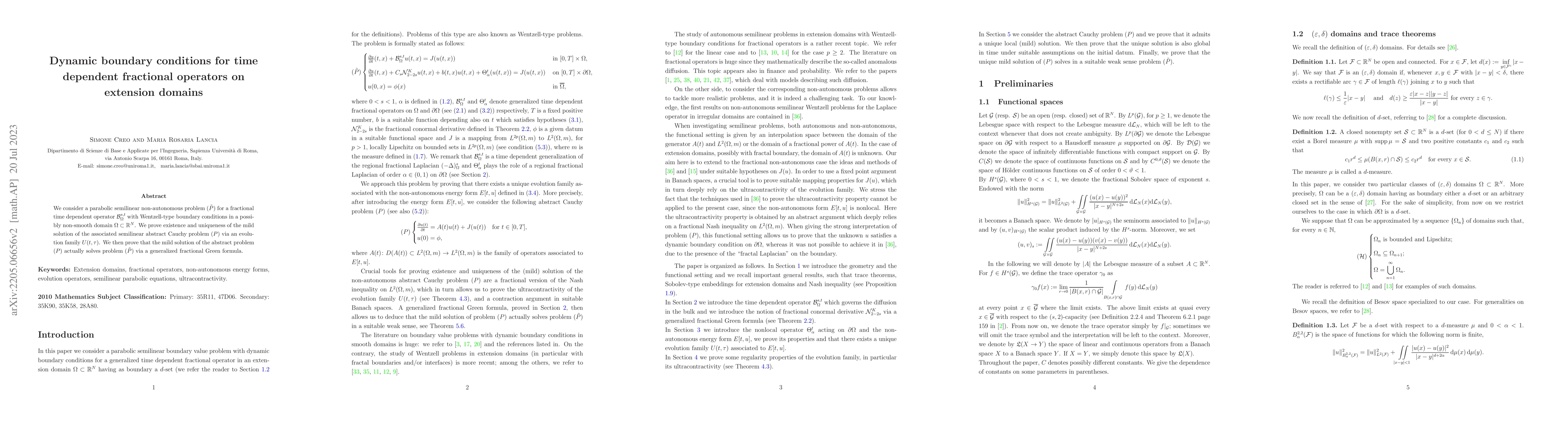 Thumbnail for Dynamic boundary conditions for time dependent fractional operators on
  extension domains