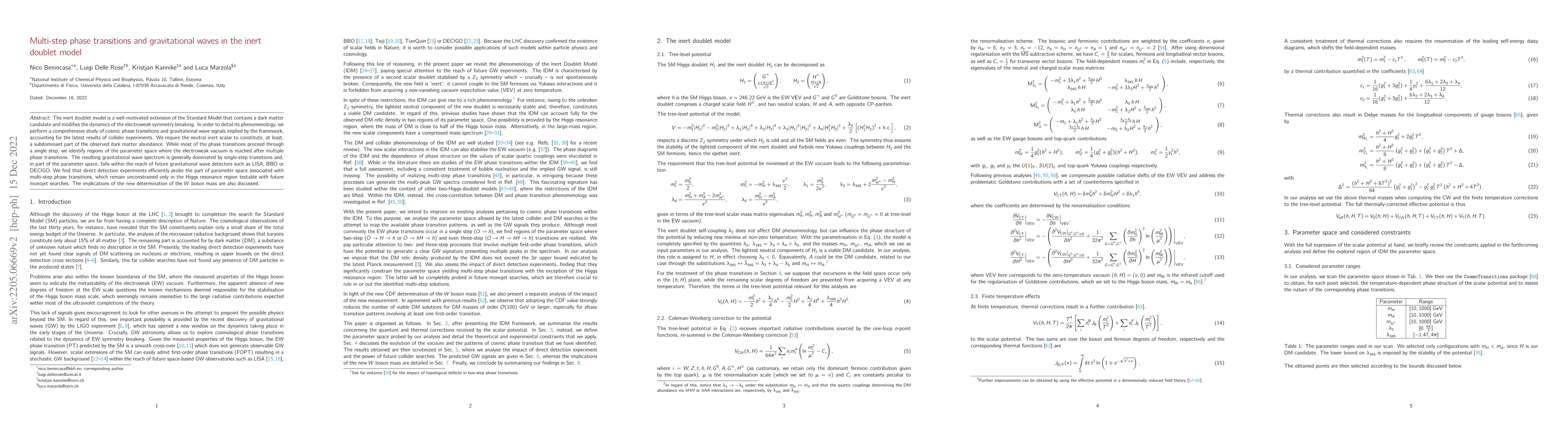 Thumbnail for Multi-step phase transitions and gravitational waves in the inert
  doublet model