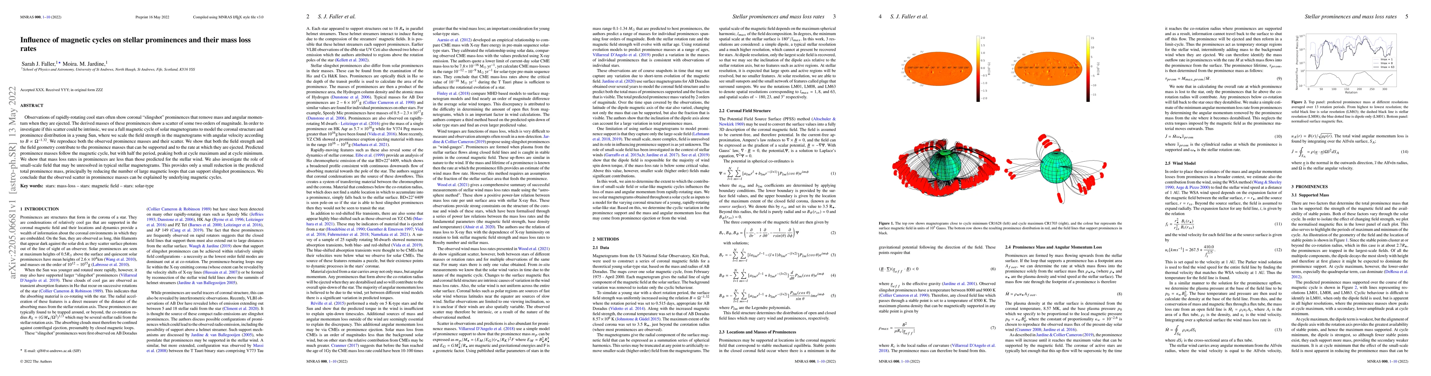 Thumbnail for Influence of magnetic cycles on stellar prominences and their mass loss
  rates