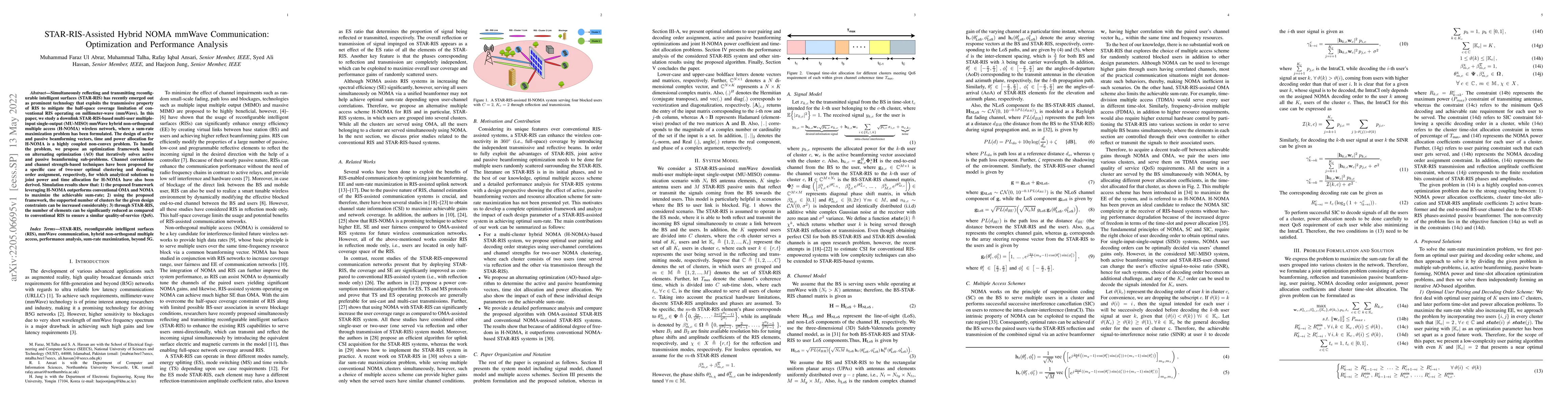 Thumbnail for STAR-RIS-Assisted Hybrid NOMA mmWave Communication: Optimization and
  Performance Analysis