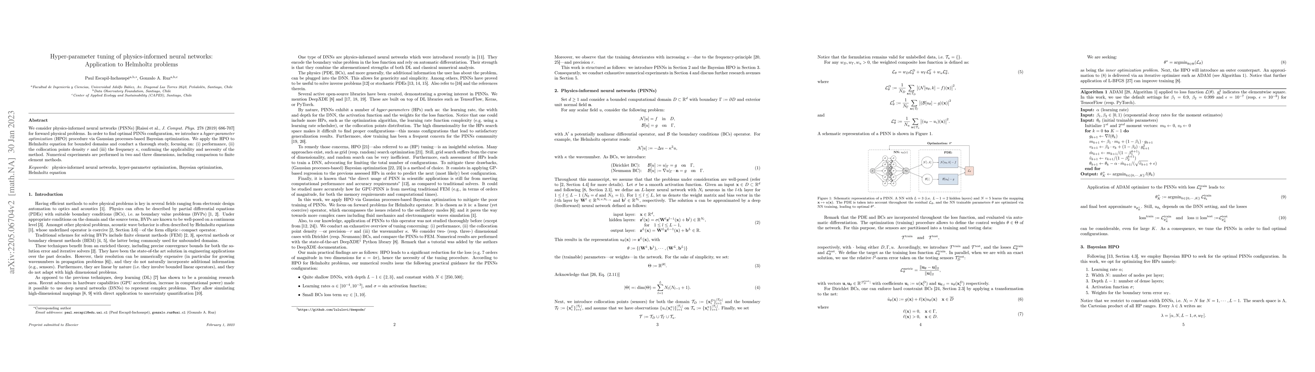Thumbnail for Hyper-parameter tuning of physics-informed neural networks: Application
  to Helmholtz problems