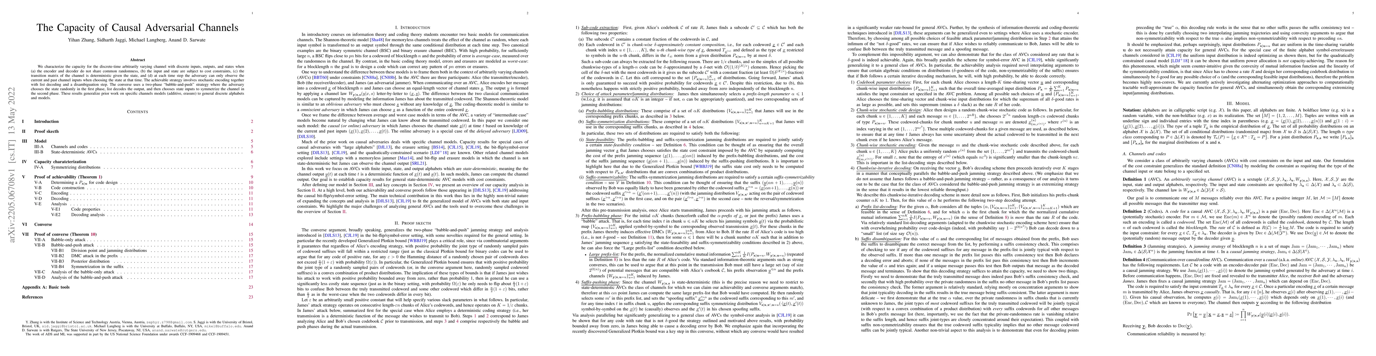 Thumbnail for The Capacity of Causal Adversarial Channels