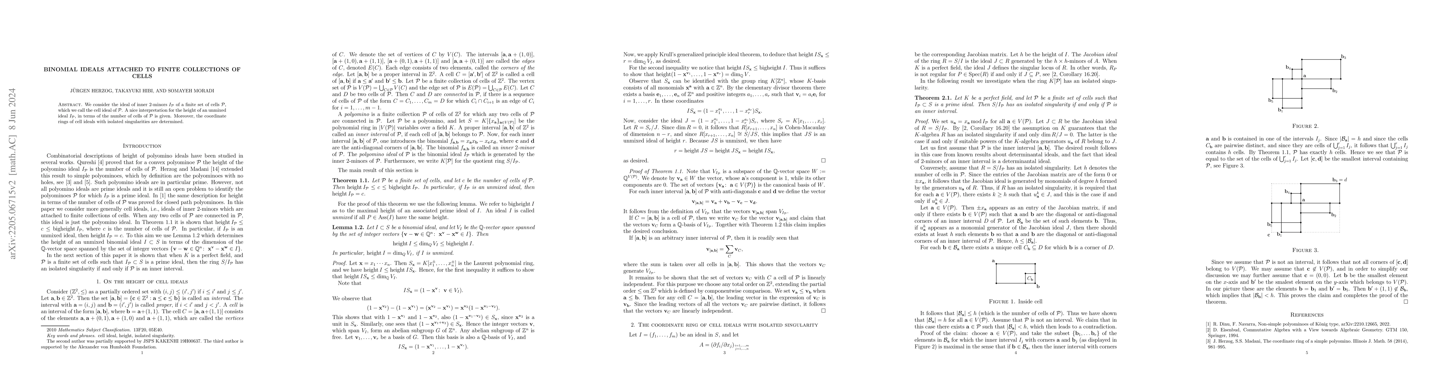 Thumbnail for Binomial ideals attached to finite collections of cells