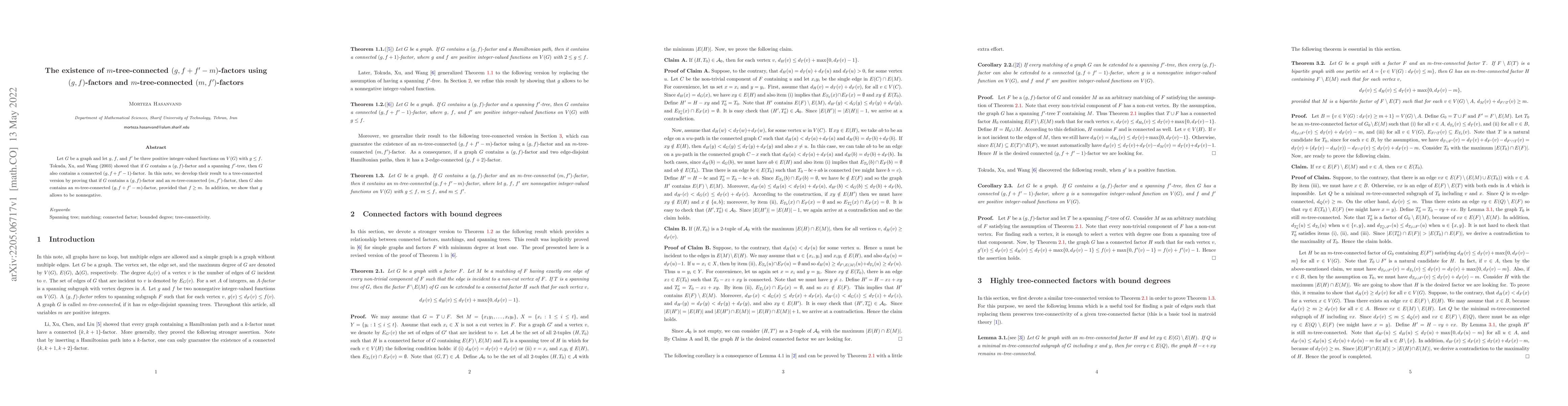 Thumbnail for The existence of $m$-tree-connected $(g,f+f'-m)$-factors using
  $(g,f)$-factors and $m$-tree-connected $(m,f')$-factors