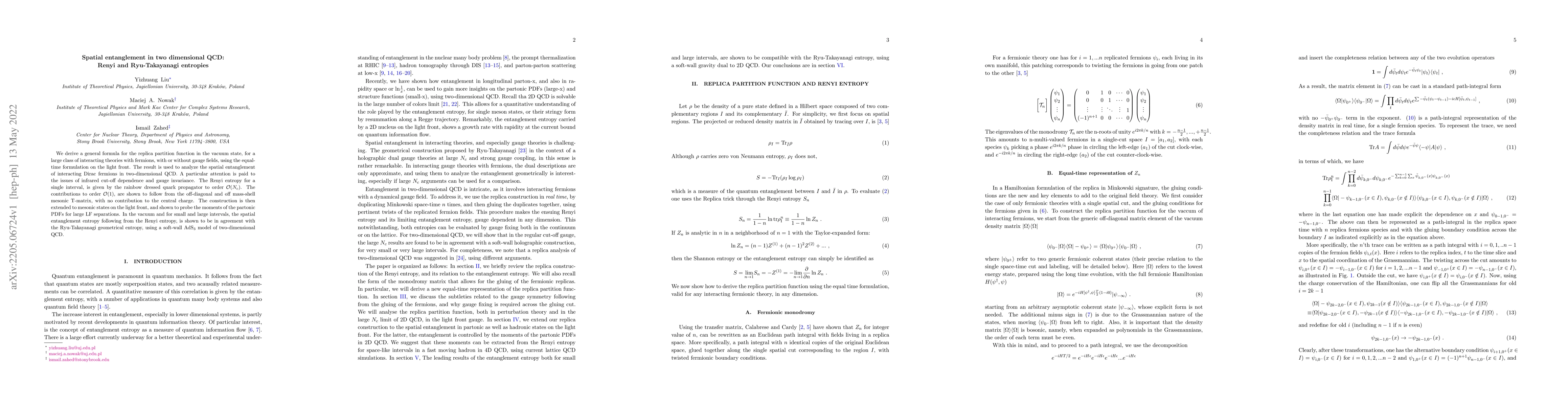 Thumbnail for Spatial entanglement in two dimensional QCD: Renyi and Ryu-Takayanagi
  entropies