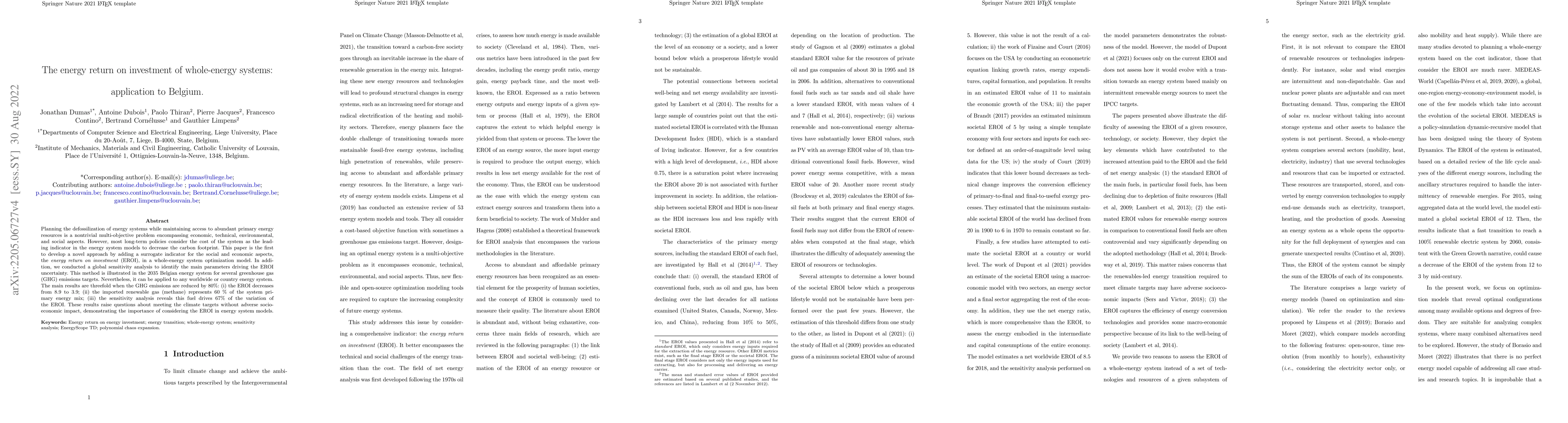 Thumbnail for The energy return on investment of whole energy systems: application to
  Belgium