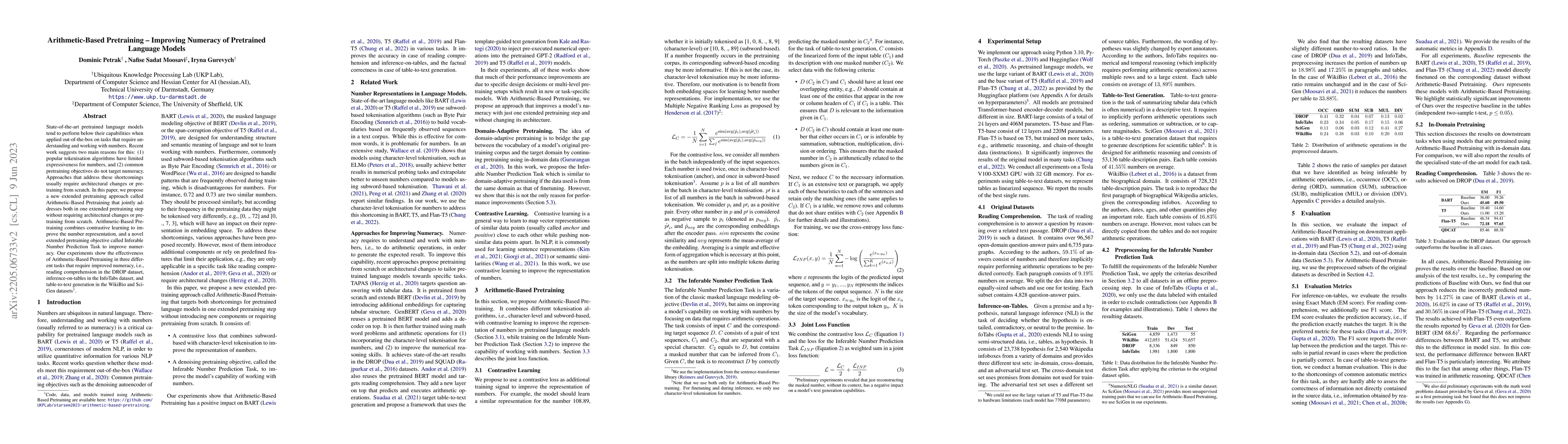 Thumbnail for Arithmetic-Based Pretraining -- Improving Numeracy of Pretrained
  Language Models