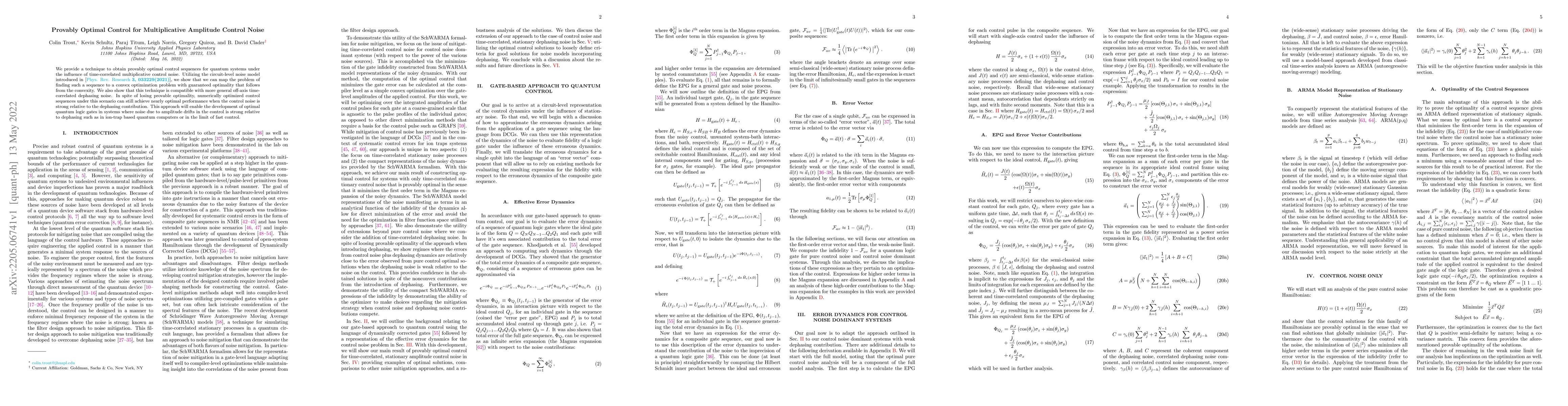 Thumbnail for Provably Optimal Control for Multiplicative Amplitude Control Noise