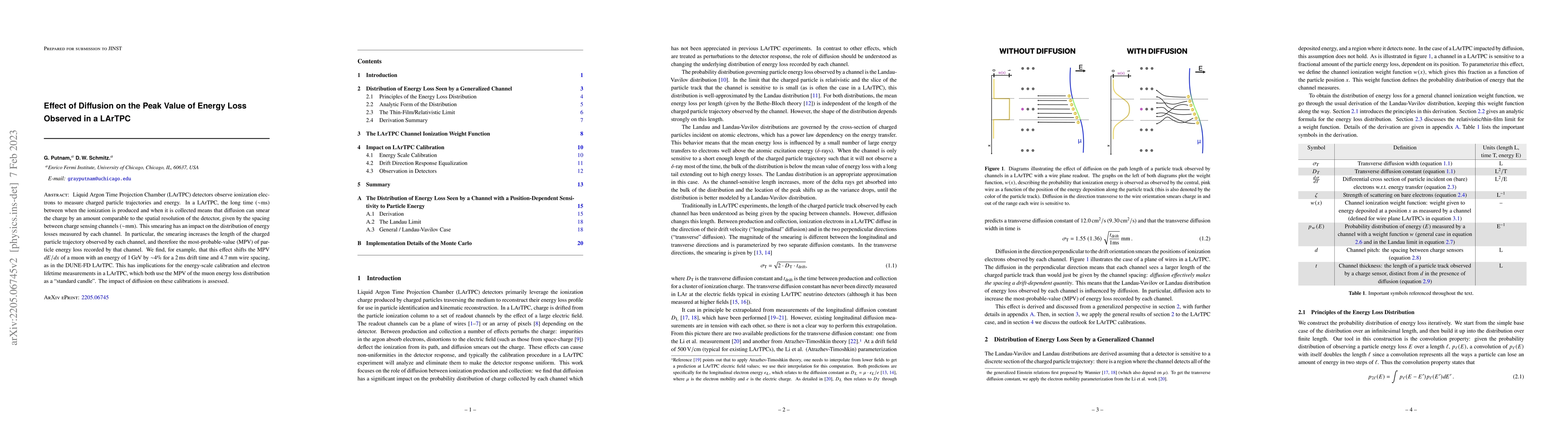 Thumbnail for Effect of Diffusion on the Peak Value of Energy Loss Observed in a
  LArTPC