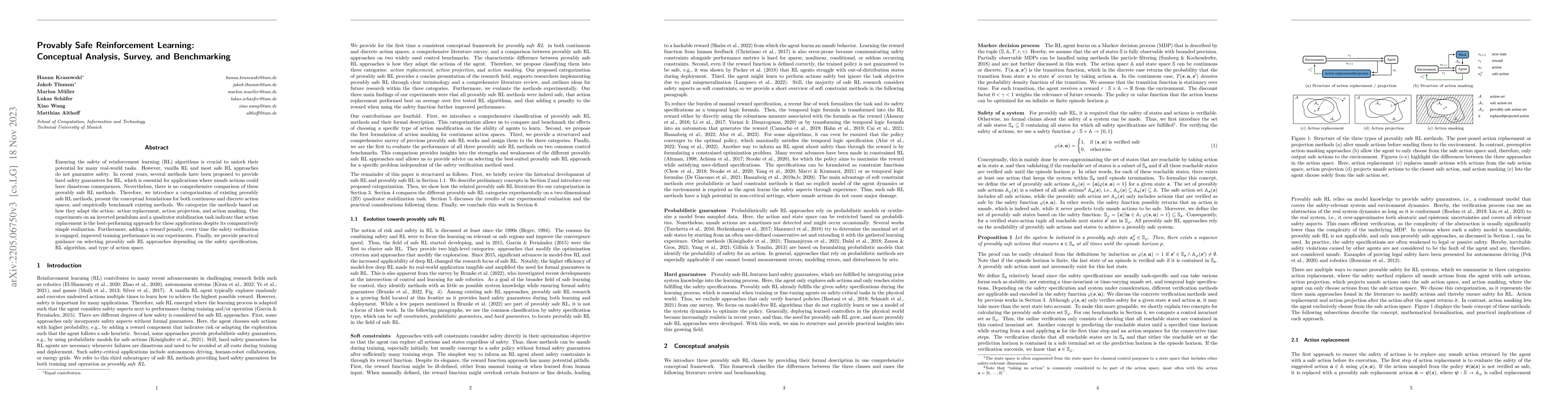 Thumbnail for Provably Safe Reinforcement Learning: Conceptual Analysis, Survey, and
  Benchmarking